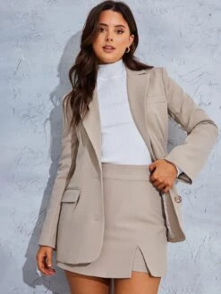 In The Style Perrie Sian Split Detail Mini Skort - Taupe -RIVE IS Clothing Shop VO5OJ SQ4 0000000005 GREY MDd