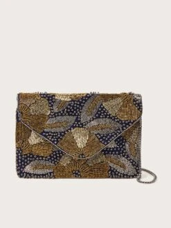 Monsoon Bronze And Gold Envelope Clutch