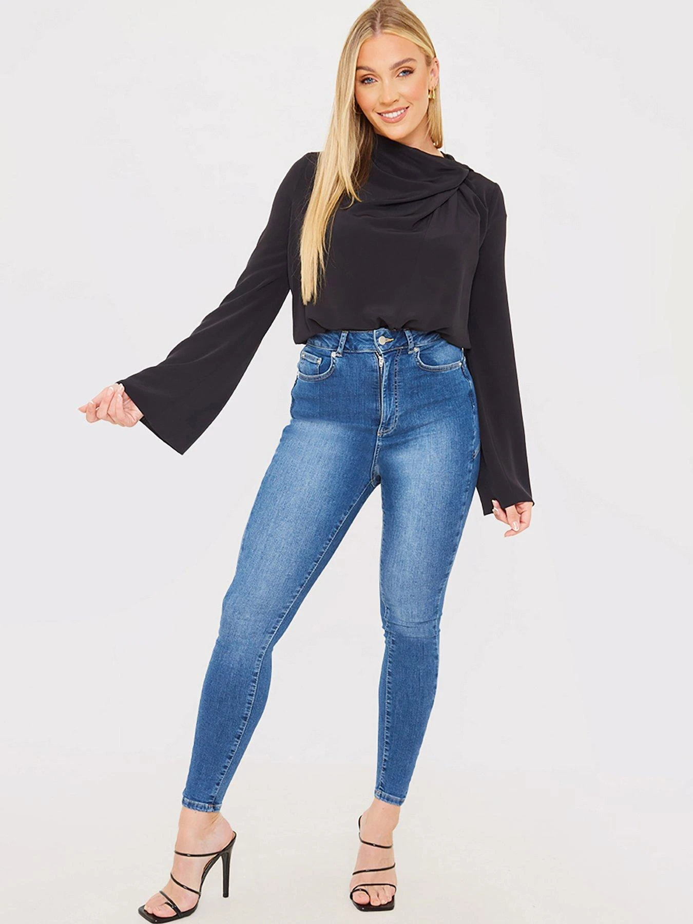 In The Style X Jac Jossa Cowl Neck Draped Satin Blouse - Black 5 In The Style X Jac Jossa Cowl Neck Draped Satin Blouse - Black - Image 3