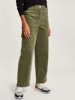 Monsoon Luna Cargo Cord Trousers - Green