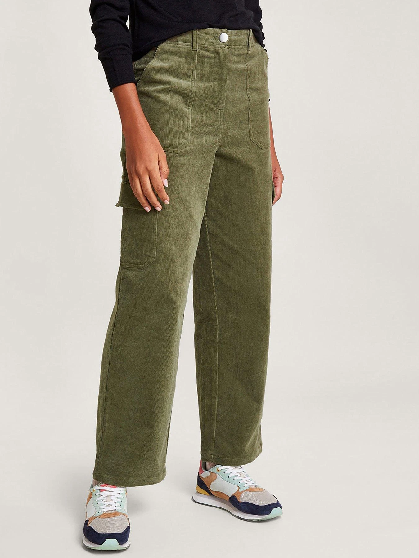 Monsoon Luna Cargo Cord Trousers - Green 3 Monsoon Luna Cargo Cord Trousers - Green