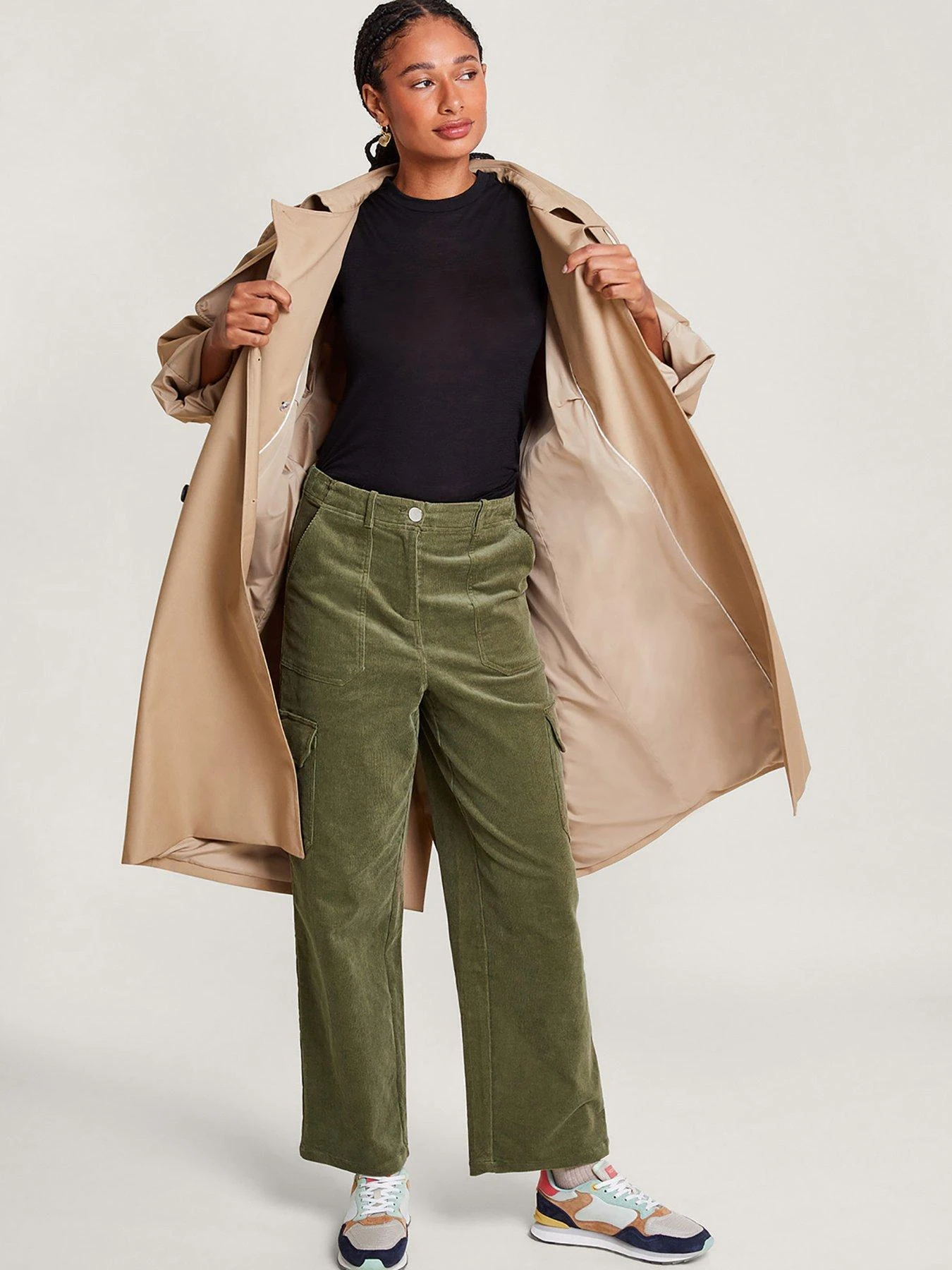 Monsoon Luna Cargo Cord Trousers - Green 5 Monsoon Luna Cargo Cord Trousers - Green - Image 3