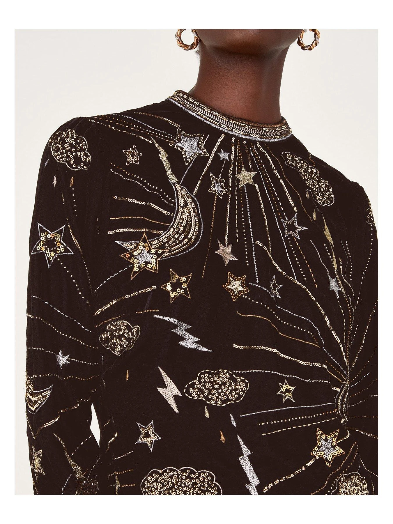 Monsoon Tina Embroidered Velvet Tunic - Black 7 Monsoon Tina Embroidered Velvet Tunic - Black - Image 5