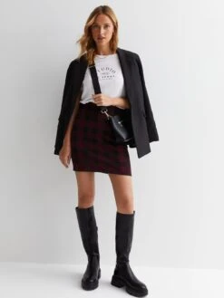 New Look Check Mini Tube Skirt - Red -RIVE IS Clothing Shop VO5XI SQ3 0000000270 PRINT MDo