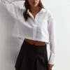 New Look White Poplin Long Sleeve Crop Shirt -RIVE IS Clothing Shop VO5XV SQ1 0000000013 WHITE MDf
