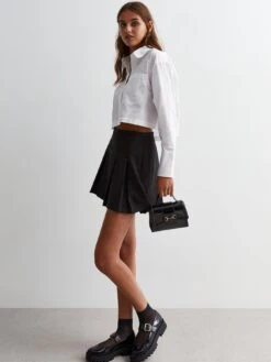 New Look White Poplin Long Sleeve Crop Shirt -RIVE IS Clothing Shop VO5XV SQ3 0000000013 WHITE MDo