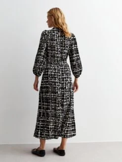 New Look Black Check High Neck Tie Waist Midaxi Dress -RIVE IS Clothing Shop VO60C SQ2 0000000270 PRINT MDb