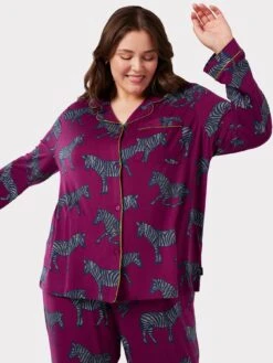 CHELSEA PEERS Curve Printed Zebra Long Pyjama Set -RIVE IS Clothing Shop VO76R SQ3 0000000039 PURPLE MDo