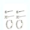 Pilgrim SIA   Crystal Earrings 3-in-1 Set Silver-plated