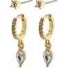 Pilgrim ELZA   Crystal Earrings 2-in-1 Set Gold-plated