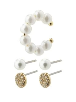 Pilgrim BEAT Earrings And Cuff Gold-Plated 3-in-1 Set