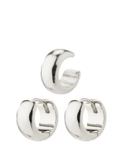 Pilgrim PACE Recycled Hoop And Cuff Earrings Silver-plated