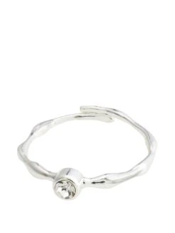 Pilgrim LULU Recycled Crystal Stack Ring Silver-plated - Adjustable Sizing