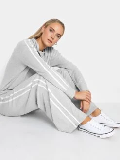 Long Tall Sally Grey So Soft Side Stripe Jogger -RIVE IS Clothing Shop VOCEX SQ4 0000000005 GREY MDd