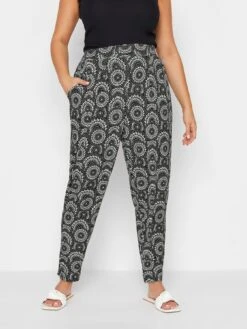 Yours Double Pleat Harem Trouser - Black