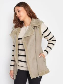 Long Tall Sally Natural Aviator Gilet -RIVE IS Clothing Shop VOCFB SQ4 0000000003 NATURAL MDd
