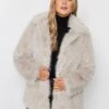 Long Tall Sally Long Faux Fur Jacket - Natural