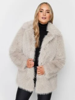 Long Tall Sally Long Faux Fur Jacket - Natural