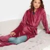 Long Tall Sally Stitch Detail Shawl Collar Maxi Robe - Red