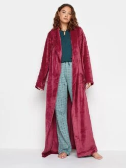 Long Tall Sally Stitch Detail Shawl Collar Maxi Robe - Red -RIVE IS Clothing Shop VOCG7 SQ3 0000000017 RED MDo