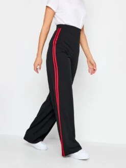 Long Tall Sally Red And Black Side Stripe Wide Leg Trouser 34"
