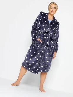 Yours Heart Print Hooded Robe