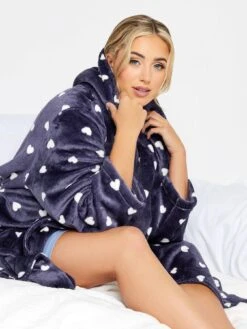 Yours Heart Print Hooded Robe -RIVE IS Clothing Shop VOCGZ SQ4 0000000039 PURPLE MDd