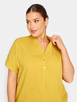 Yours Half Placket Blouse - Yellow -RIVE IS Clothing Shop VOGQU SQ4 0000000076 YELLOW MDd