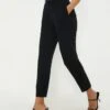 Dorothy Perkins Linen Blend Belted Trousers - Black