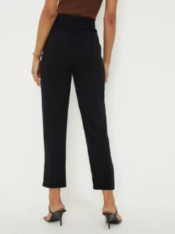Dorothy Perkins Linen Blend Belted Trousers - Black -RIVE IS Clothing Shop VOGSE SQ2 0000000004 BLACK MDb