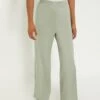 Dorothy Perkins Satin Wide Leg Trousers - Olive
