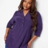 Yours Half Placket Jersey Shirt - Purple