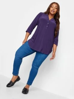 Yours Half Placket Jersey Shirt - Purple -RIVE IS Clothing Shop VOGVF SQ3 0000000039 PURPLE MDo