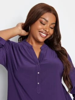 Yours Half Placket Jersey Shirt - Purple -RIVE IS Clothing Shop VOGVF SQ4 0000000039 PURPLE MDd