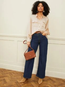 Love & Roses Satin Pock Detail Shirt - Beige -RIVE IS Clothing Shop VONLQ SQ3 0000000108 BEIGE MDo