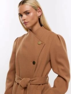 RI Petite Petite Wrap Coat - Light Brown -RIVE IS Clothing Shop VOTEB SQ4 0000001277 LIGHT BROWN MDd