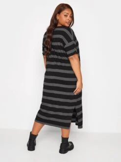Yours Oversized T-Shirt Jumbo Stripe Midaxi Dress. Grey/Black 8 Yours Oversized T-Shirt Jumbo Stripe Midaxi Dress. Grey/Black -RIVE IS Clothing Shop VOWVP SQ2 0000000005 GREY MDb