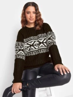 Long Tall Sally Mono Tassel Jaquard Jumper