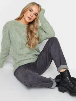 Long Tall Sally Sage Slash Neck Jumper -RIVE IS Clothing Shop VOWWY SQ4 0000000047 GREEN MDd