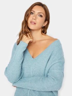 Long Tall Sally Blue V Neck Jumper -RIVE IS Clothing Shop VOWX2 SQ4 0000000020 BLUE MDd