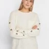 Long Tall Sally Ivory Button Sleeve Jumper