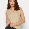 Long Tall Sally Neutral V Neck Knitted Vest -RIVE IS Clothing Shop VOWYO SQ1 0000000003 NATURAL MDf