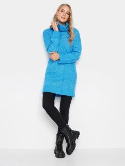 Long Tall Sally Blue Boxy Roll Neck Tunic