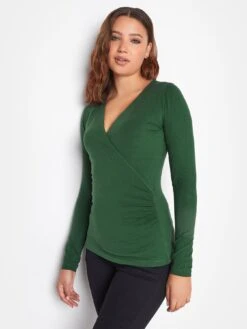 Long Tall Sally Green Jersey Wrap Top