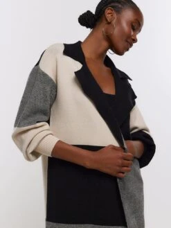 River Island Block Print Longline Cardigan - Black -RIVE IS Clothing Shop VOYJD SQ4 0000000004 BLACK MDd