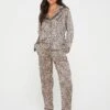 Brave Soul Petite Fit Leopard Satin Revere Pj Set 2 Brave Soul Petite Fit Leopard Satin Revere Pj Set -RIVE IS Clothing Shop VP08H SQ1 0000000143 BROWN MDf