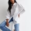 New Look White Cotton Star Embroidered Oversized Shirt