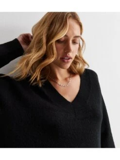 New Look Black Knit V Neck Jumper -RIVE IS Clothing Shop VP2AE SQ4 0000000004 BLACK MDd