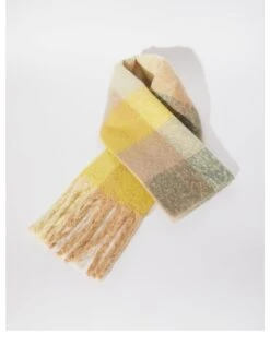 Quiz Yellow Check Knitted Scarf