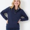 Crew Clothing Half Zip Sweatshirt - Navy 2 Crew Clothing Half Zip Sweatshirt - Navy -RIVE IS Clothing Shop VP7E4 SQ1 0000000048 NAVY MDf